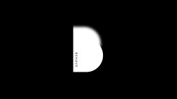 Logo design for Behave featuring a white semicircle with vertical text on black background