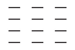 Logo design showing a 3x4 grid of black horizontal lines on white background for nmc, creating a minimal and geometric patter