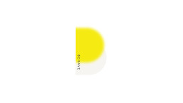 Yellow semicircle logo with 
