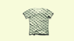White t-shirt mockup with repeating black 
