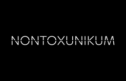 Logo for Nontoxunikum in white minimalist sans-serif typography on black background