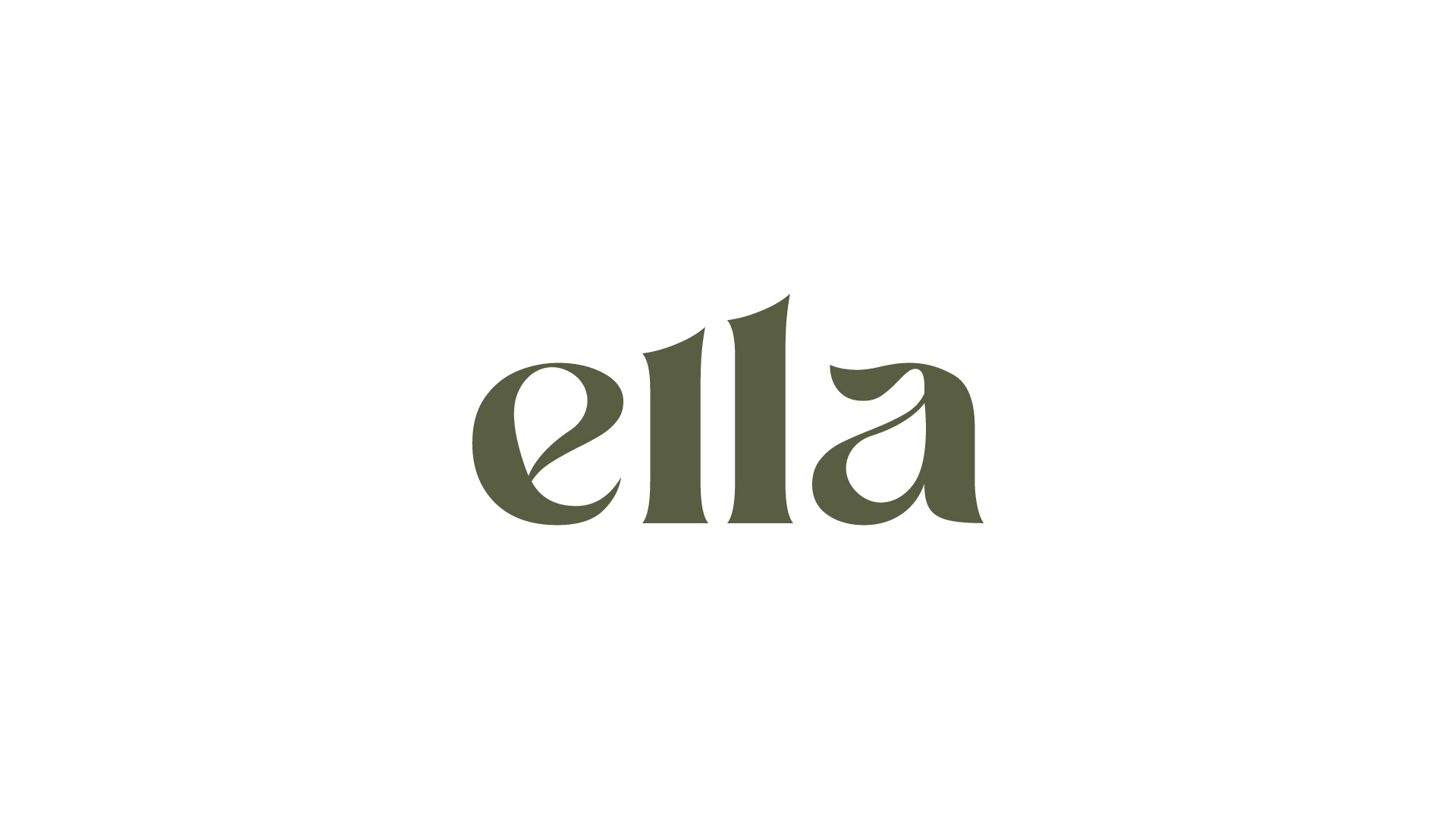 ella_logo_01 1 Logo for Ella in olive green serif typeface on light background
