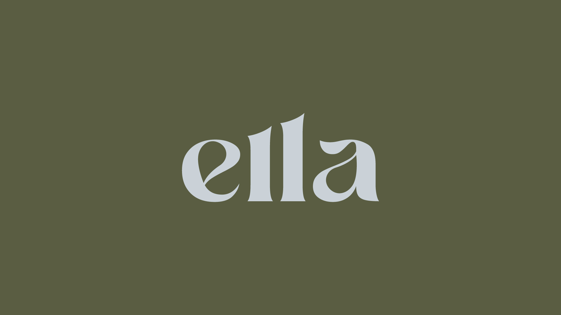ella_logo_02 4 Logo for Ella in white serif typography on olive green background