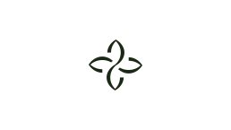 Logo design featuring four interconnected leaf shapes in dark green, forming a symmetrical cross pattern for Madden.