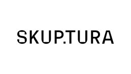 Logo design for Skuptura featuring bold black sans-serif typography on white background with minimalist style